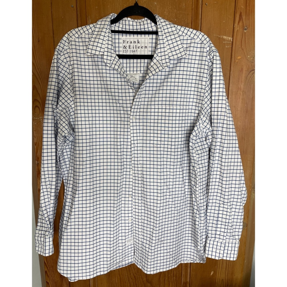 Frank & Eileen Joedy Boyfriend blue white check button down shirt NWT